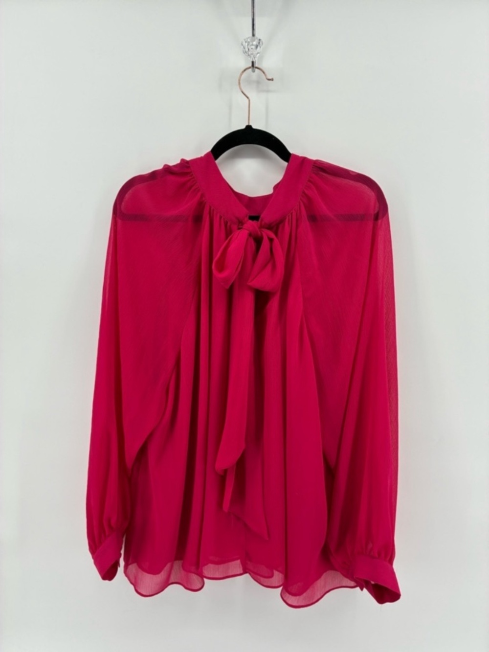 Joe Fresh Vibrant Pink Blouse with Bow Tie Up Back Chiffon